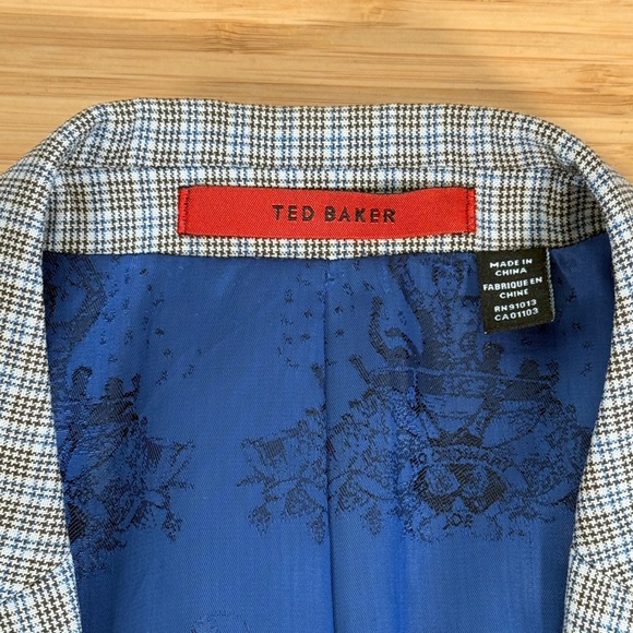 🤵 Ted Baker "No Ordinary Joe" Suit Jacket Blazer Men's 44L Navy Check Wool - Picture 3 of 10